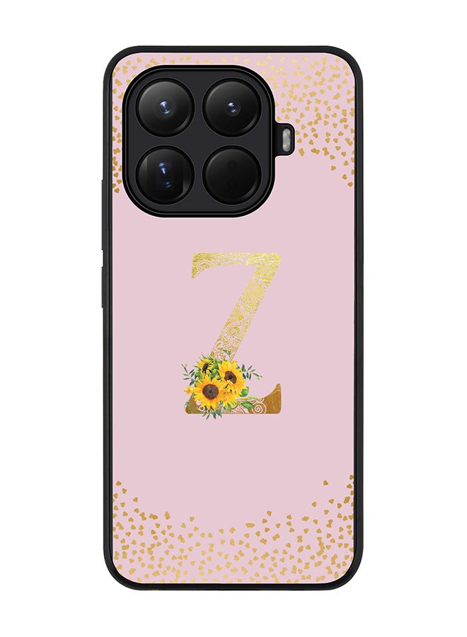 For Xiaomi 15T Pro Case,Slim fit Camera Protection, Shockproof Thin Phone cover  - Custom Floral Monogram - Z  (Pink )